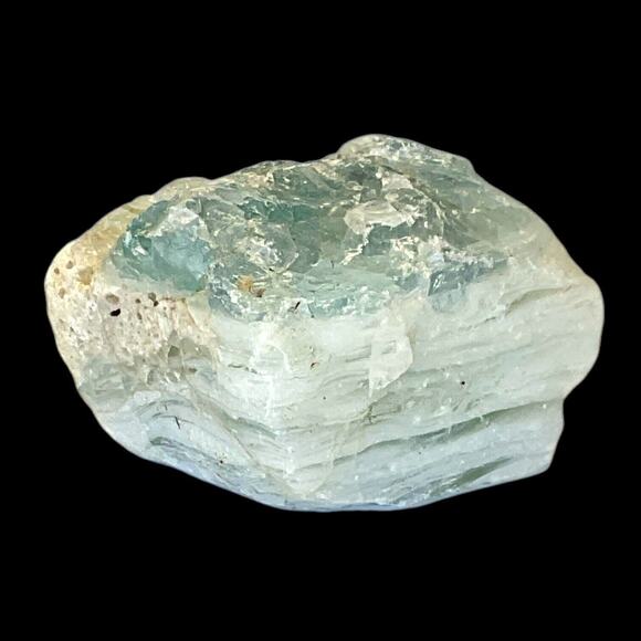 Milk Glass Blue Layered Art Glass Cullet Glowing Manganese Slag Glass #5GX32 - Picture 6 of 7